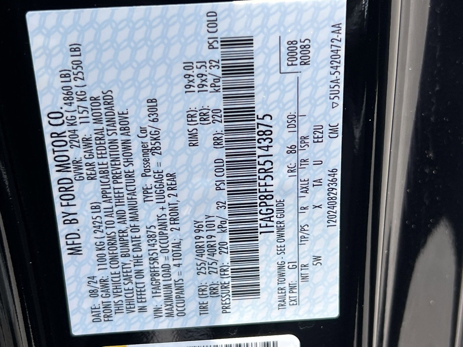 2024 Ford Mustang GT Premium Performance Pkg