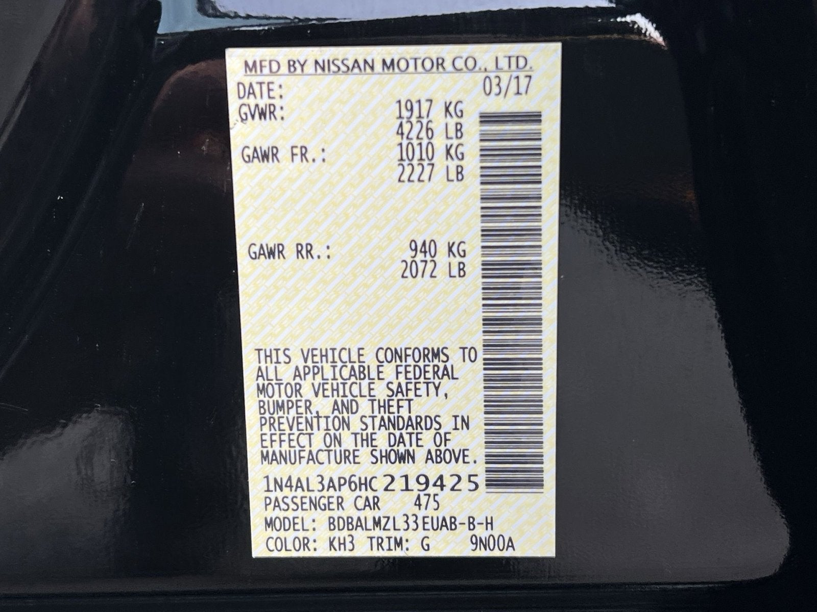 2017 Nissan Altima 2.5 SV