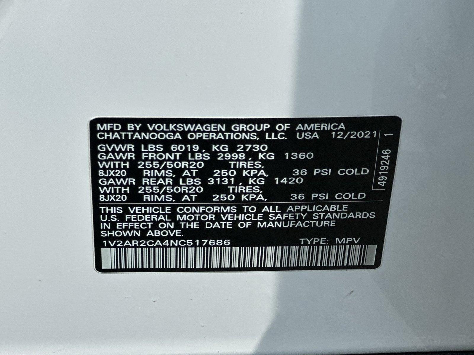 2022 Volkswagen Atlas 3.6L V6 SEL R-Line