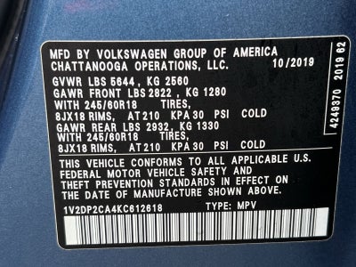 2019 Volkswagen Atlas 2.0T SE