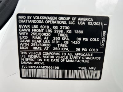 2021 Volkswagen Atlas 3.6L V6 SE w/Technology R-Line