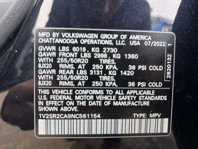 2022 Volkswagen Atlas 3.6L V6 SEL R-Line