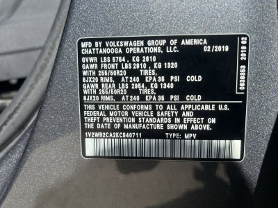 2019 Volkswagen Atlas 3.6L V6 SE