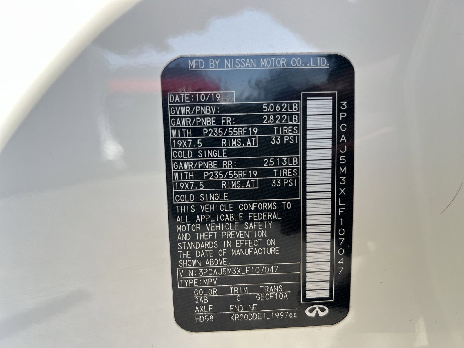 2020 INFINITI QX50 Sensory