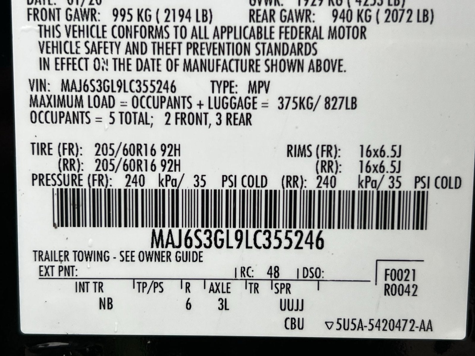 2020 Ford EcoSport SE