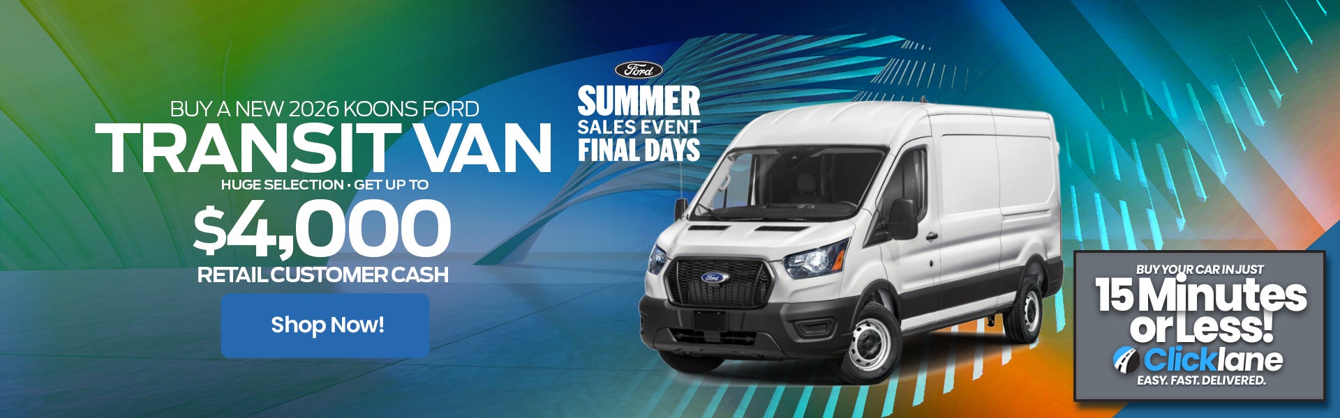 Ford Transit Van $4,000 Retail Customer Cash